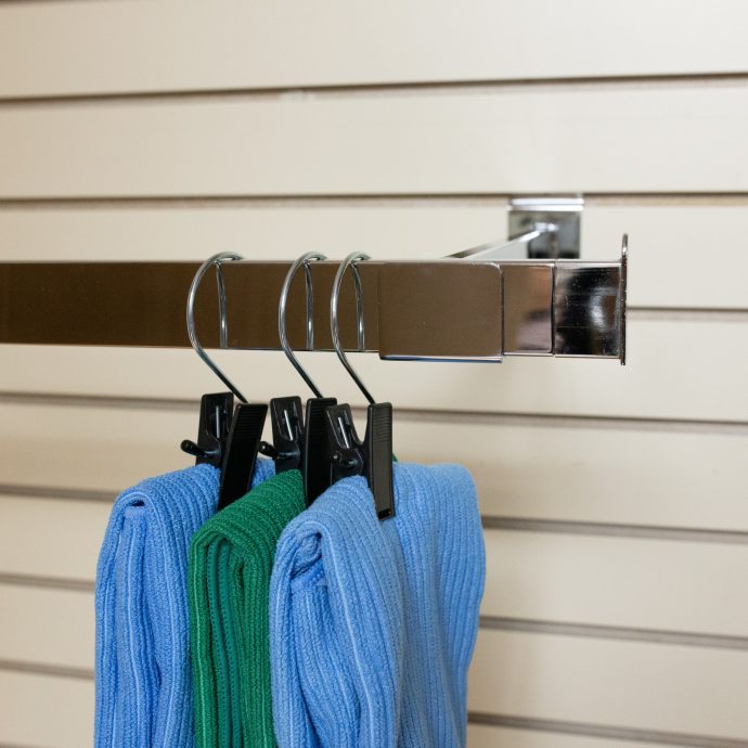 Slatwall Hangrail Brackets with end cap and hanger