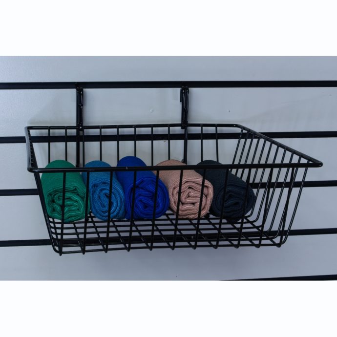 universal small wire baskets on slatwall 12 x 12 x 4 inch for girdwall and slatwall fixtures