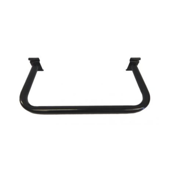 U Shaped Hangrail bracket for gridwall. Comes in black, chrome or white