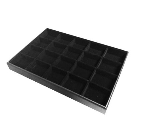 20 Compartment black velvet Divided Jewelry Tray