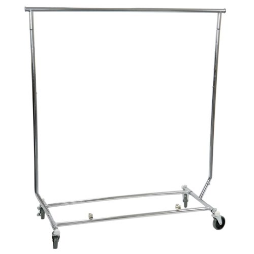 Collapsible Rolling Garment Rack in Chrome