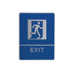 Blue and Grey Exit Sign with Braille