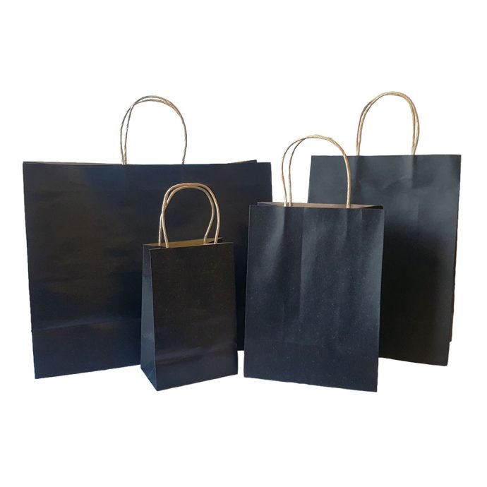 Small, Medium, Large , XL Black Paper Shopper Bags