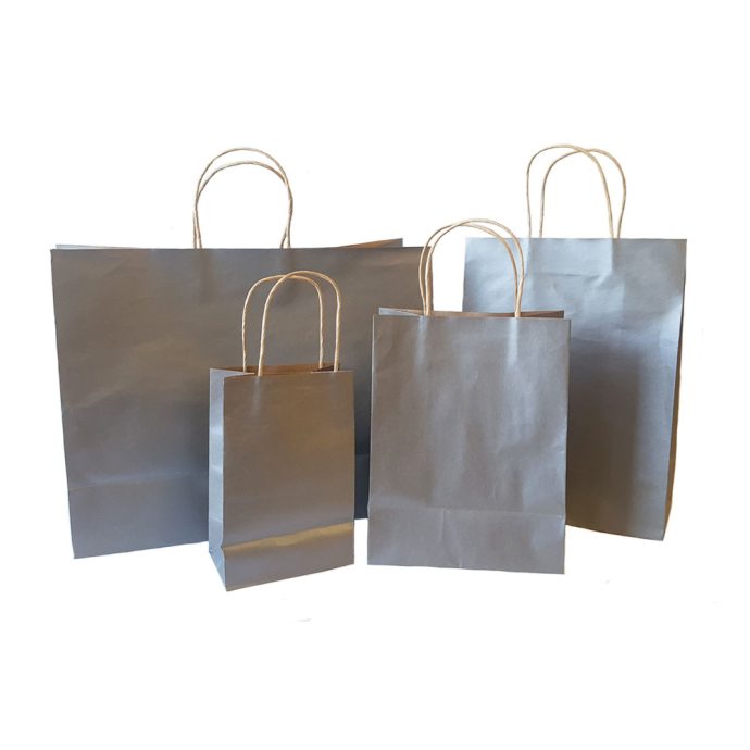 Silver Paper Shopper Bags