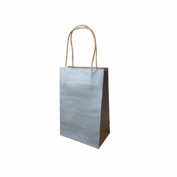 small silver paper shopper bags