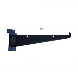 black 8 inch shelf bracket for slatwall with dimensions