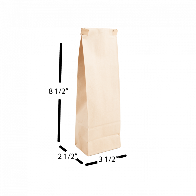kraft 1 lb coffee bag without window with dimensions