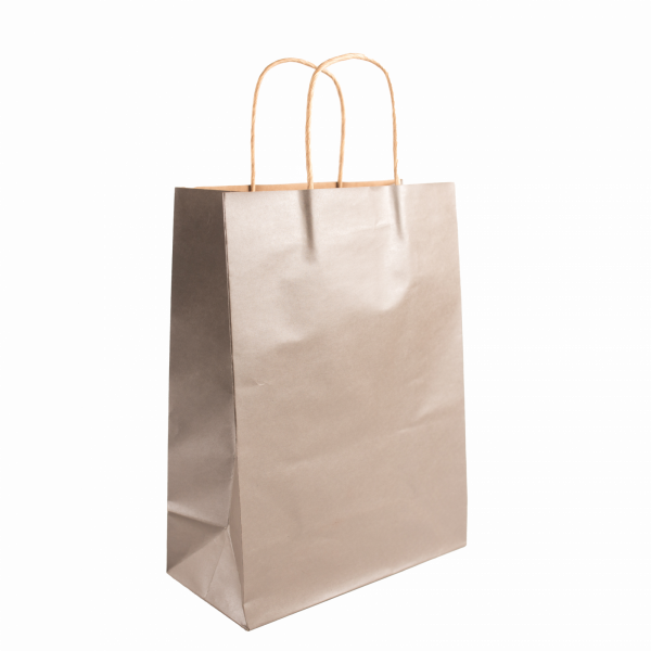 Medium Silver Paper Shopper Bags