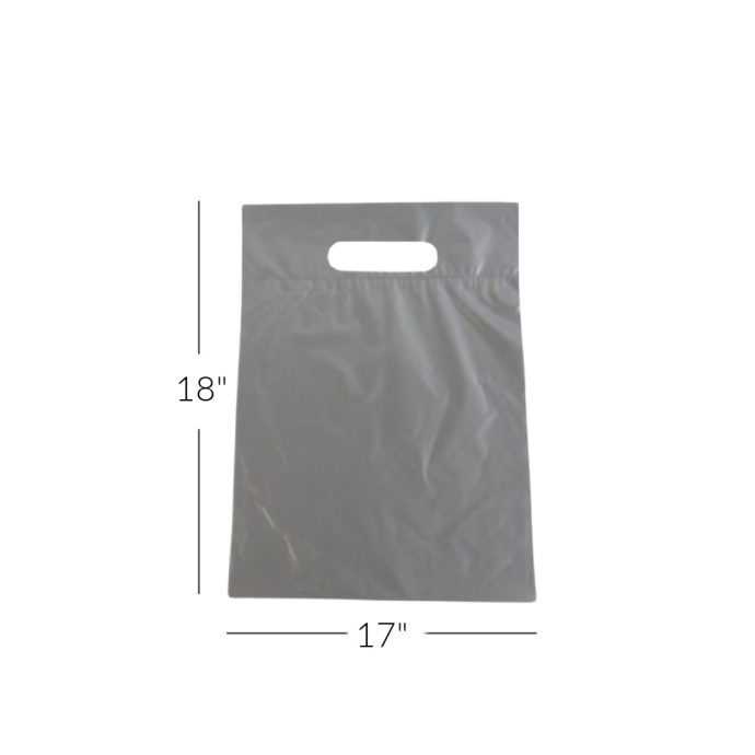17 x 18 inch silver large die cut handles bags- 100 pack