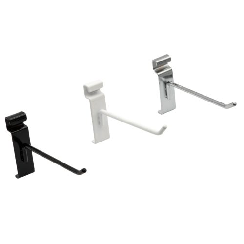 black, chrome and white 6 inch gridwall hooks