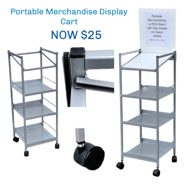 portable retail display cart with castors